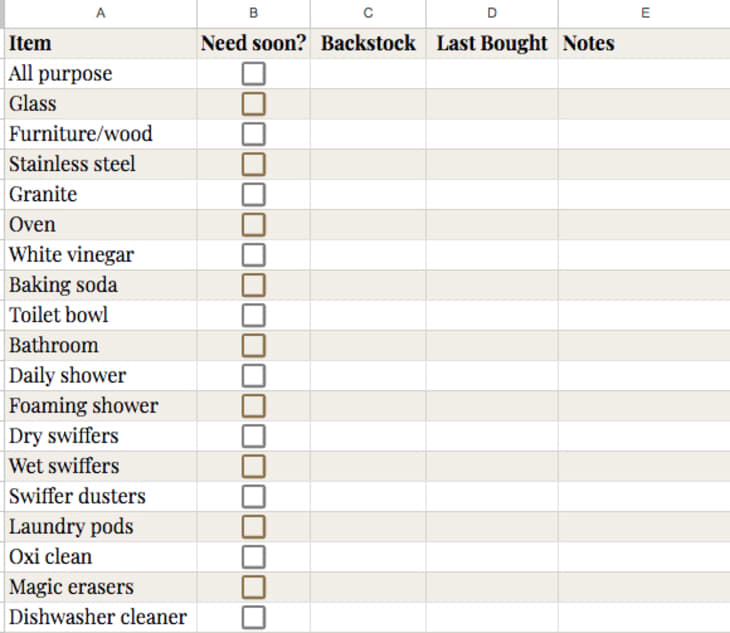 I Use Google Sheets to Track My Household Supplies Apartment Therapy